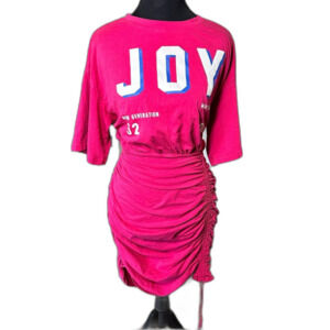 NWOT Joy Pink Ruched T-Shirt Dress